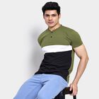 Men's Henley Half Sleeves T-Shirt , Olive, small image number null